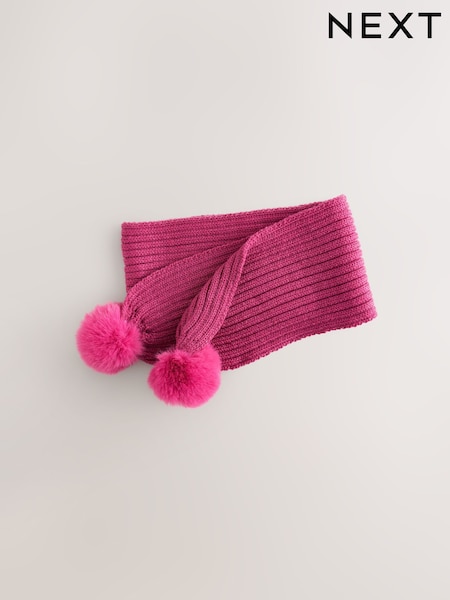 Bright Pink - Rib Pom Scarf (3-16yrs)