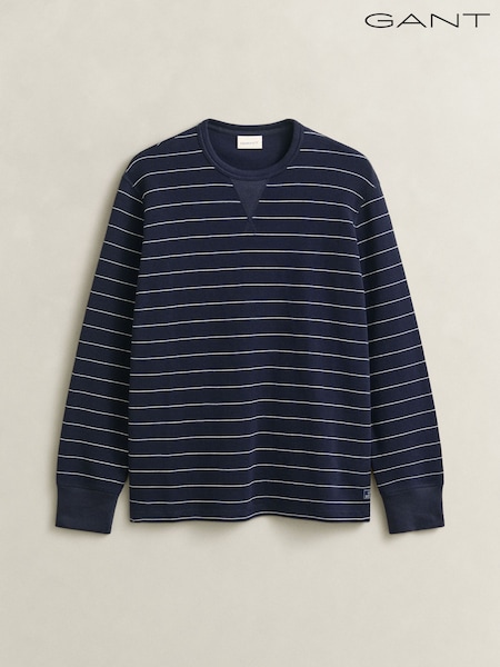 Azul - Regular Gant Micro Texture Stripe Crew Neck Knit Jumper