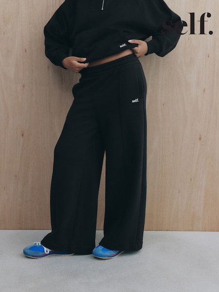 Black - Self. Wide Leg Joggers