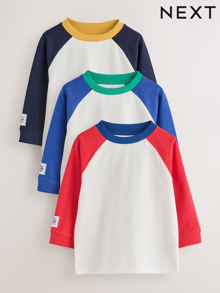 Brillante multicolor - Long Sleeve Raglan T-shirts 3 Pack (3mths-7yrs)