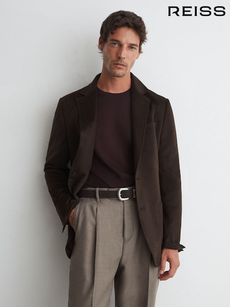 Chocolate Brown - Regular Reiss Patch Single-breasted Blazer With Gilet Insert Tailored-fit