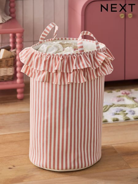 Stripe Frill Laundry Hamper