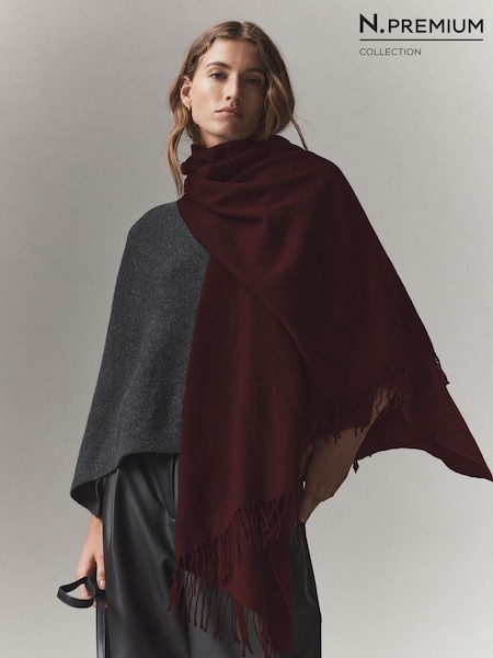 酒紅 - N.premium Made In Italy Twill Midweight Shawl Scarf