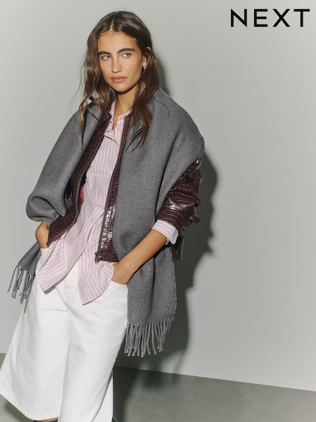 Grey - Wool Midweight Scarf