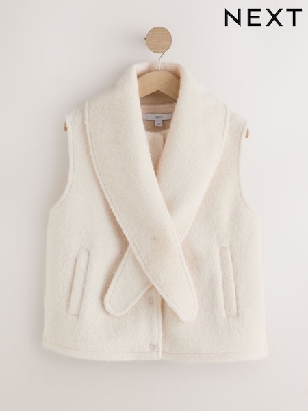 بيج فاتح - Scardi Cover-up Jacket With Removable Collar/ Scarf
