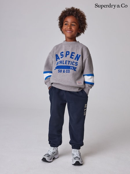 Grey Marl/Navy - Superdry Sweatshirt And Joggers Set 2 Piece