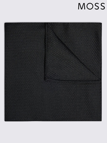 Черный - Regular Moss Silk Semi-plain Pocket Square