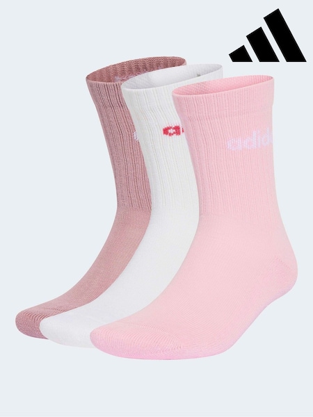 Lila - Medyas na may Cushion na Adidas Linear Crew 3 Pakete