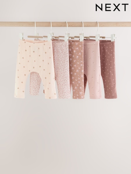 Mink Brown Ditsy - Baby Leggings 5 Pack (0mths-2yrs)