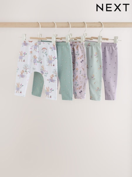 Sage Green Fairy Mouse - Baby Leggings 5 Pack (0mths-2yrs)