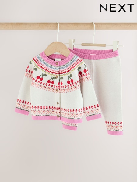 エクリュ フェアアイル - Knitted Cardigan And Leggings Baby Set 2 Piece (0mths-2yrs)