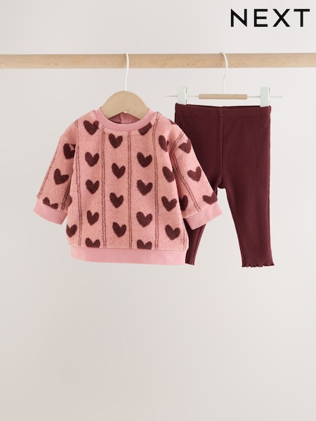 Pink Heart - Baby Fleece Sweater And Leggings Set 2 Piece (0mths-2yrs)