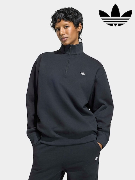 Black - Adidas Originals Essentials Fleece Crewneck Sweat Top