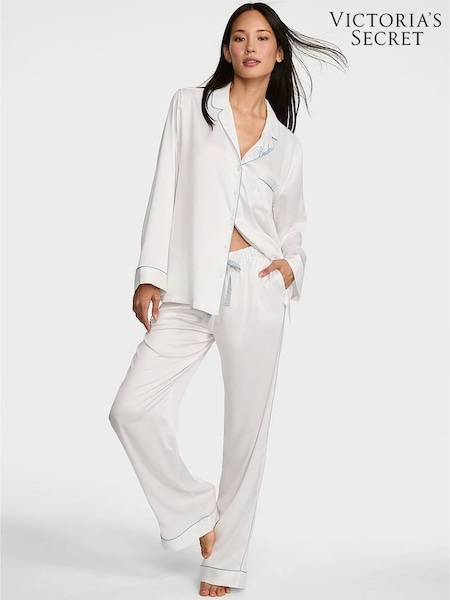 Coconut White Bride - Victoria's Secret Satin Long Pyjamas Set