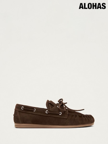 بني - Alohas Rowan Suede Leather Loafers