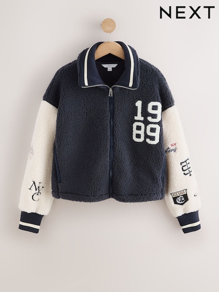Blue/White - Varsity Badge Borg Jacket