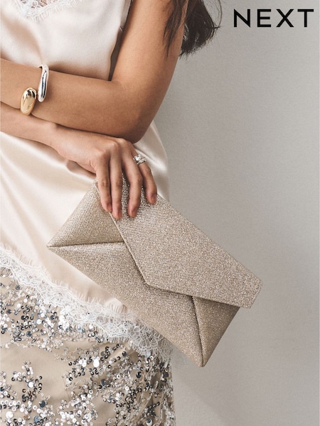 Silver - Envelope Clutch Bag