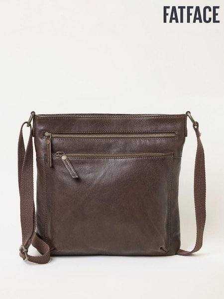 Chocolate Brown - Fatface Leather Crossbody Bag