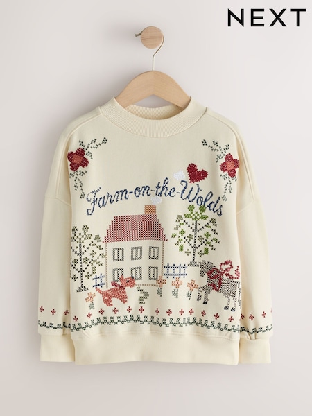 Ecru Embroidered Detail - Sweatshirt (3-16yrs)