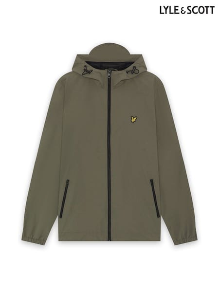 Green - Regular Lyle & Scott Contrast Zip Through Hooded Jacket
