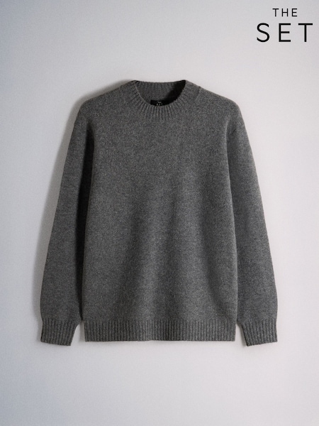 Dark Grey - Regular The Set Single Soft Knit Crew Jumper