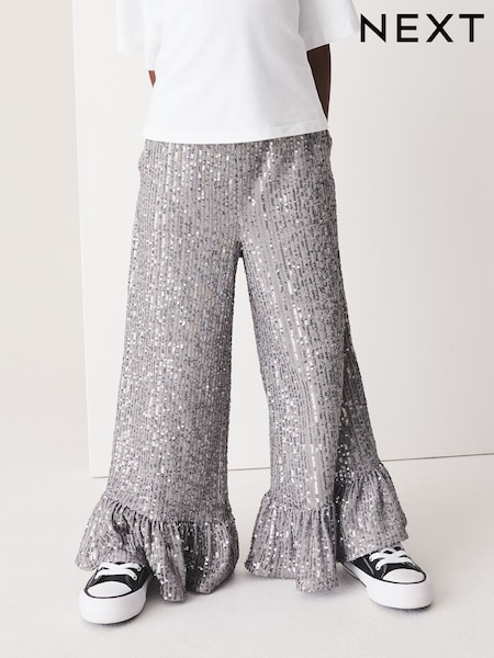 Silver Sequin - Frill Hem Trousers (3-16yrs)