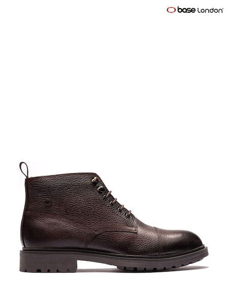 Brown - Regular Base London Mercer Toe Cap Leather Boots
