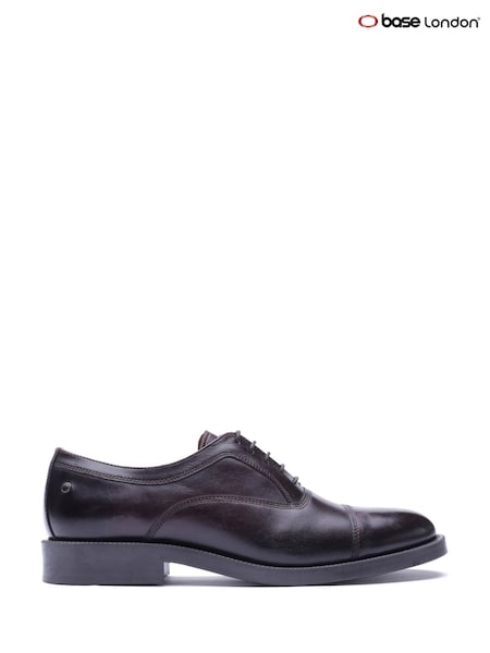 Brown - Regular Base London Roma Toe Cap Leather Shoes
