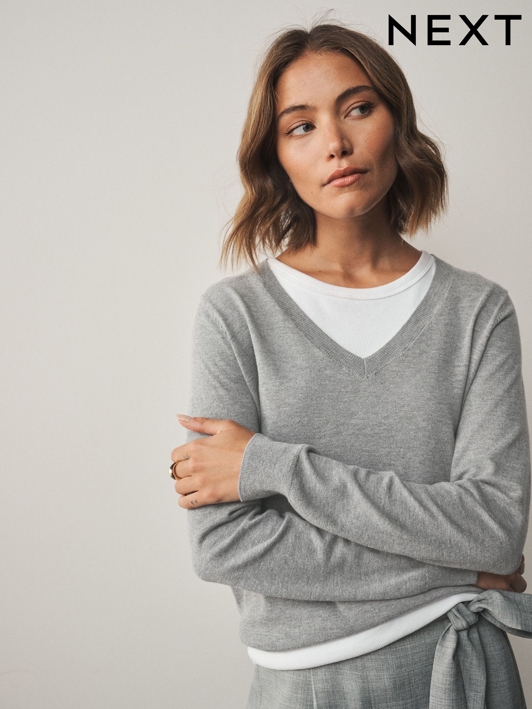 Women's Grey V Neck Jumpers | Dark Grey Jumpers | Next USA