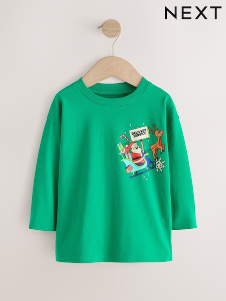 Santa Delivery en verde - Long Sleeve Christmas T-shirt (3mths-7yrs)