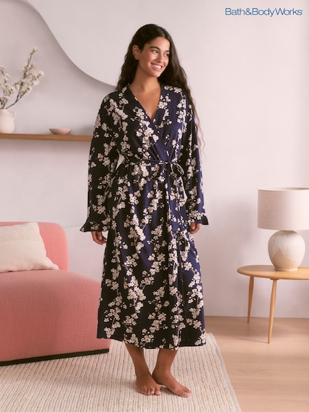 Navy Japanese Cherry Blossom - Bath & Body Works Printed Floral Robe
