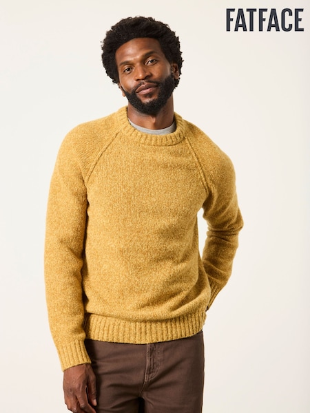 Yellow - Regular Fatface Crew Neck Jumper