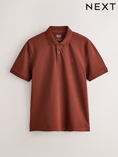 Rojo óxido - Regular Fit Short Sleeve Pique Polo Shirt