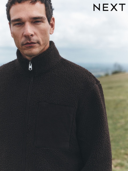 Čokoladno rjava - Regular Borg Full Zip Through Fleece