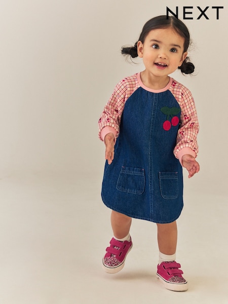 Cherry Print - Raglan Denim Dress (3mths-8yrs)