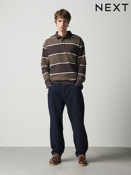 Қою қоңыр - Regular Horizontal Stripe Rugby Shirt