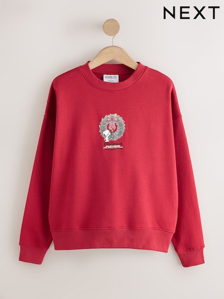 酒紅色 - Snoopy Licence Christmas Wreath Sweatshirt