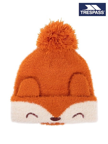 Orange - Trespass Mr Foy Fox Knitted Pom Beanie