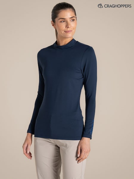 Blue - Craghoppers Nosilife Long Sleeved Mock Neck Top