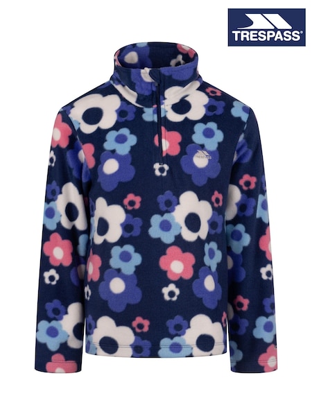 Blue - Trespass Melsa Flower Print Full Zip Fleece