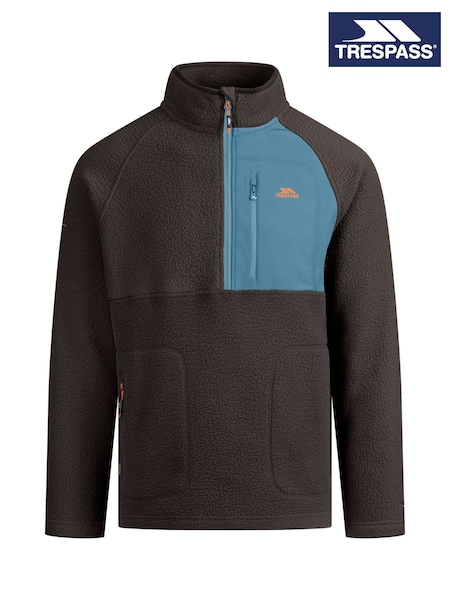 Dark Brown - Regular Trespass North Block Pocket 1/4 Zip Fleece