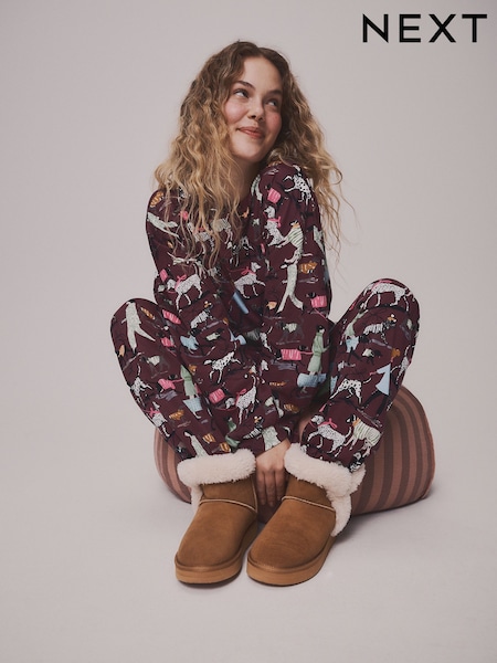 Burgundy Red Dogs - Long Sleeve Pyjamas
