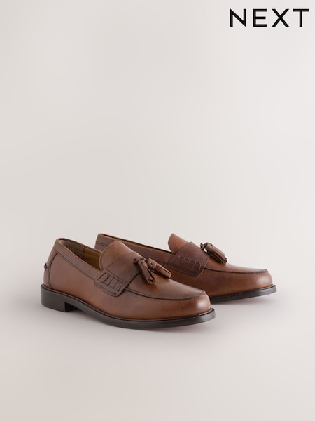 Tan Brown - Regular Leather Tassel Loafers