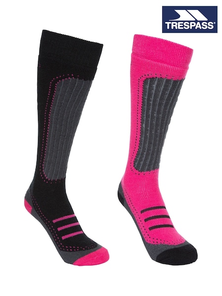 وردي - Trespass Janus Ii Long Length Ski Socks 2 Pack