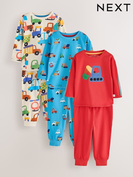 Blue/Orange All Over Transport - Snuggle Pyjamas 3 Pack (9mths-10yrs)