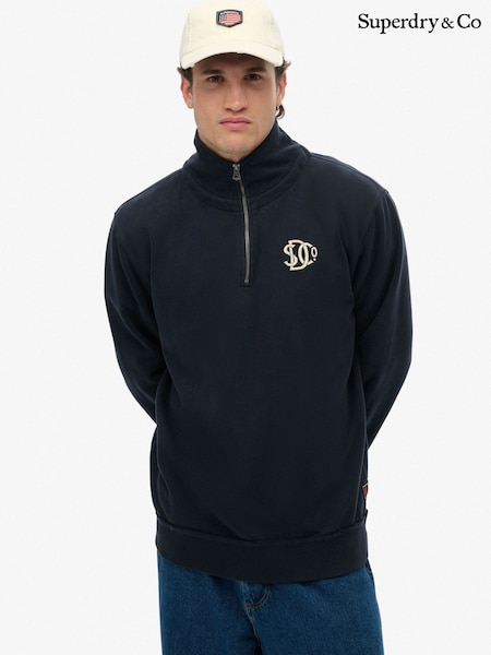 Blau - Regular Superdry Athletic Half Zip Sweatshirt