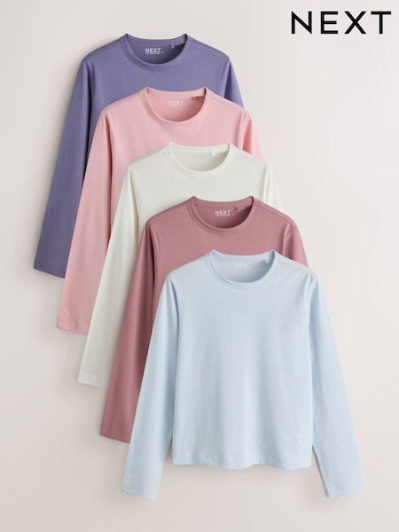 Қызғылт - Long Sleeve Crew Neck T-shirts 5 Pack