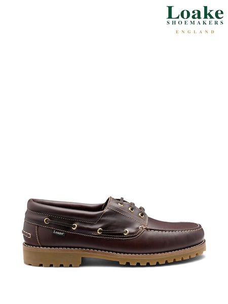 Brun - Regular Loake Waxy Leather Commando Soled Deck Shoes