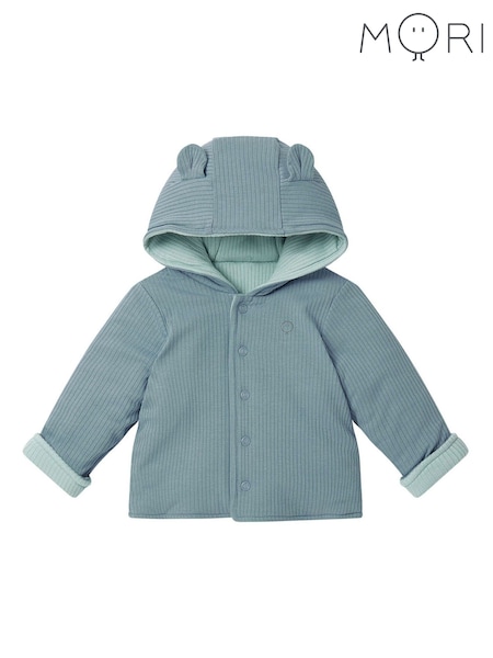 Blue - Mori Cosy Ribbed Reversible Coat