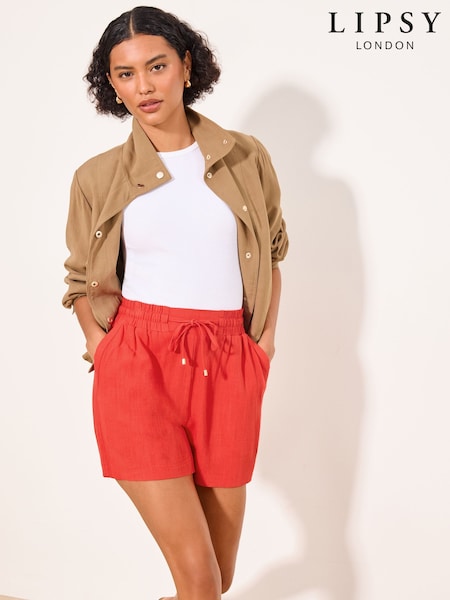 Red - Lipsy Touch Of Linen Shorts